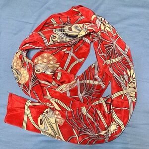 VINTAGE THE MET 76" Silk Oblong Scarf Sash Butterfly Moth Japanese Art 90s